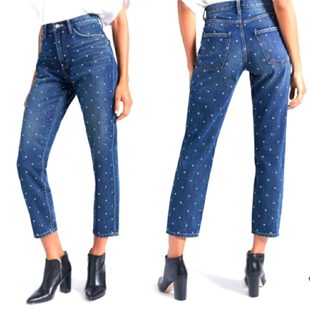Current elliot studded slim crop jeans